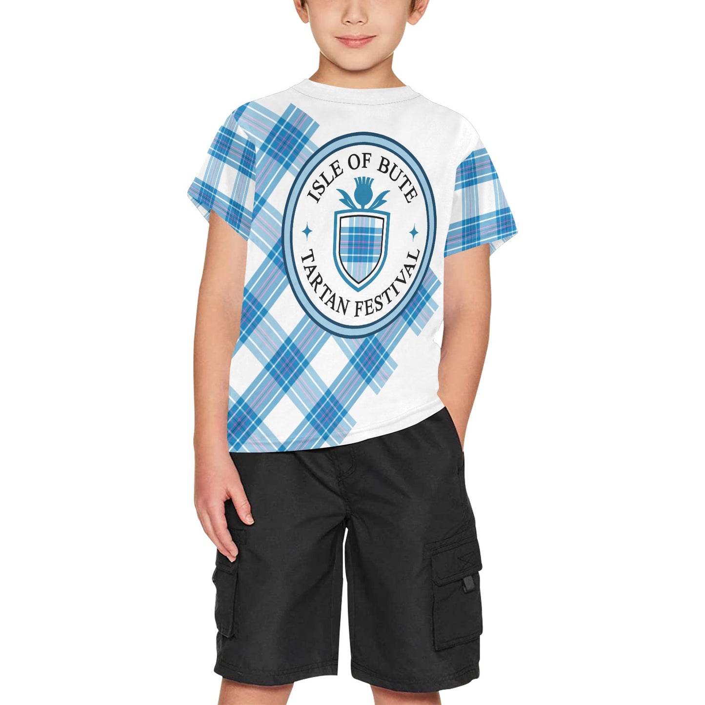 Isle of Bute Tartan Festival Youth T - Blue