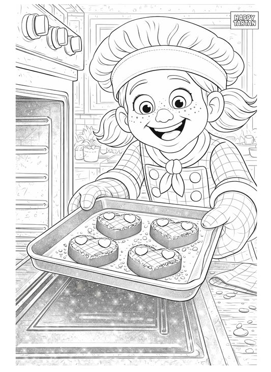 🌸 Alba Baking  - FREE COLOUR IN SHEET - Tartan Hearts