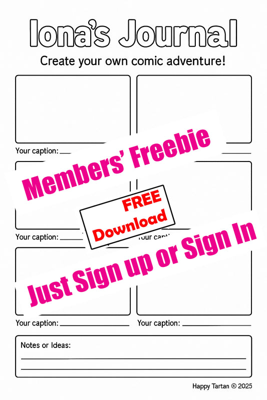 Iona - FREE Comic Strip  -  Colour in Sheet - FREE Download - Crew Club House Members only