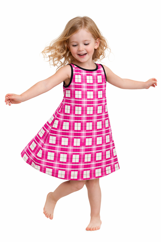 Girls' Sleeveless Dress – Arran Sky Tartan | Happy Tartan®