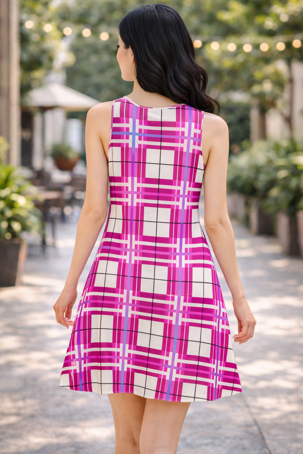 Women’s A-Frame Tartan Dress with Pockets – 'Islay Sky' | Happy Tartan®