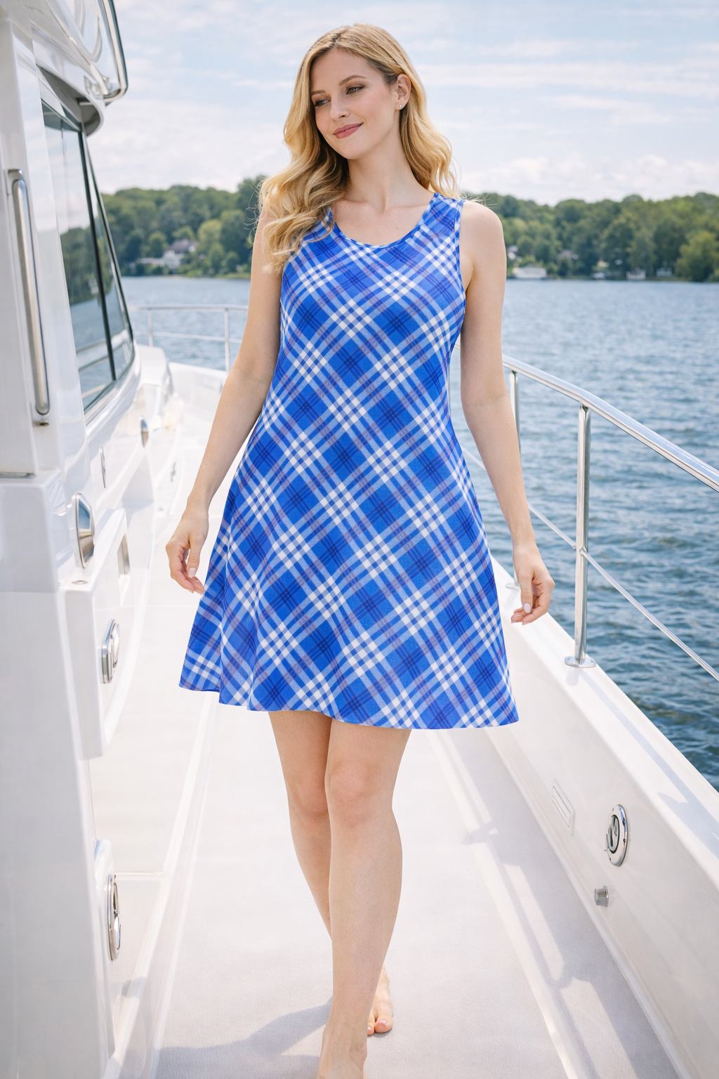 Women’s A-Frame 'Royal Blue' Tartan Dress with Pockets | Happy Tartan®