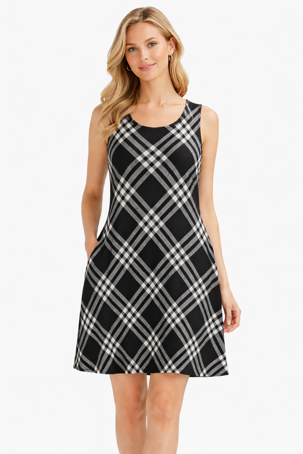 Women’s A-Frame 'Black' Tartan Dress with Pockets | Happy Tartan®