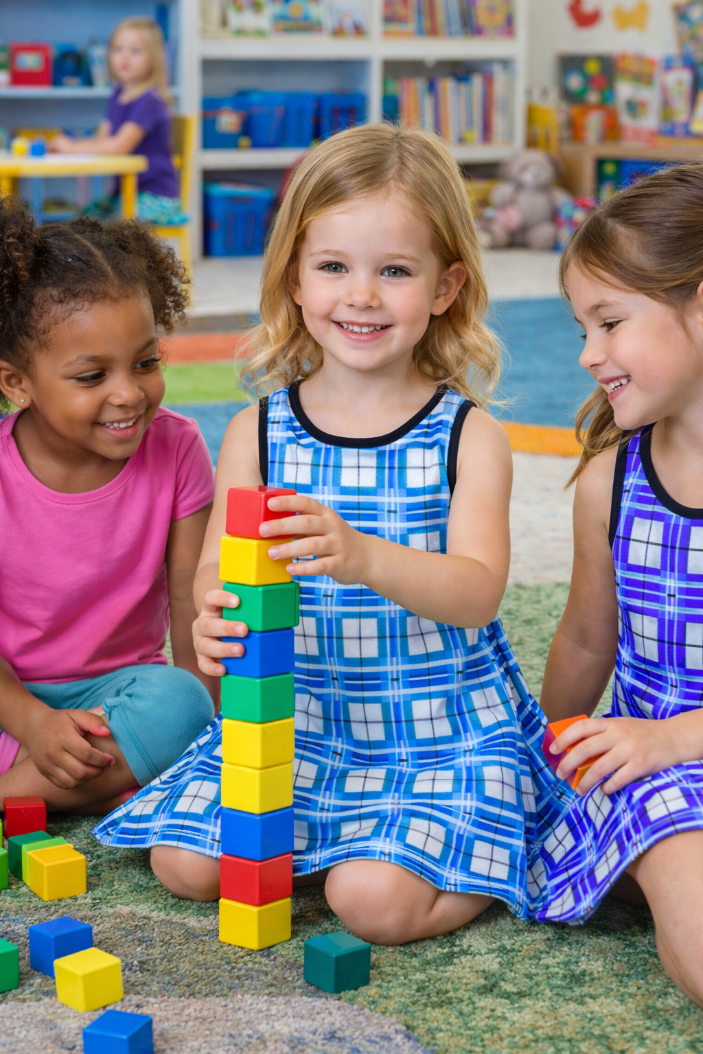 Girls' Sleeveless Dress – Jura Sky Tartan | Happy Tartan®