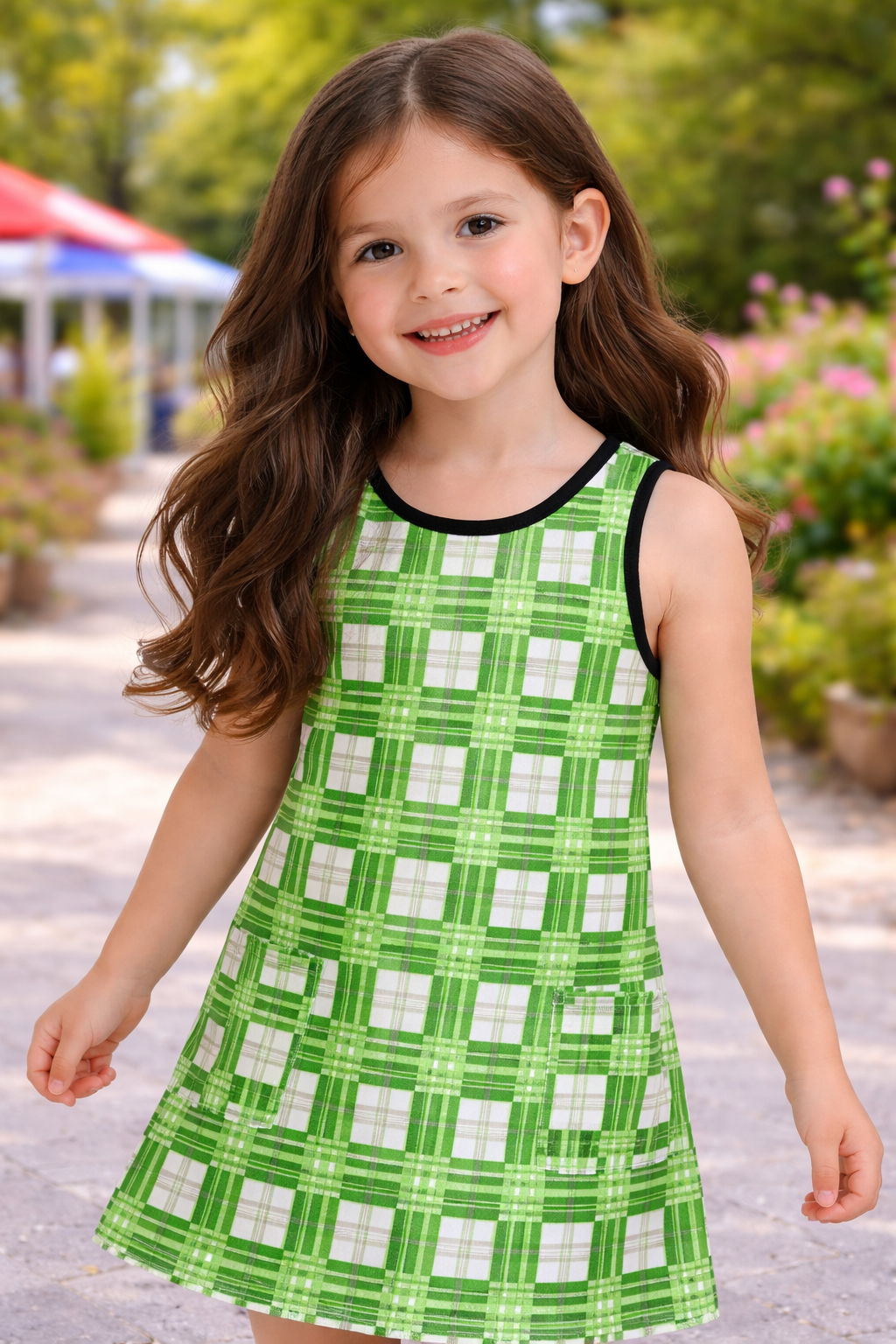 Girls' Sleeveless Dress – Colonsay Sky Tartan | Happy Tartan®