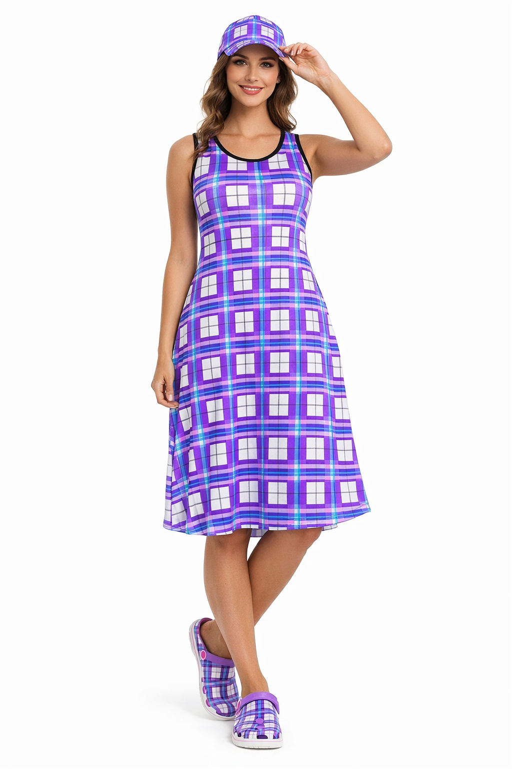 Women’s A-Frame Tartan Dress with Pockets – 'Gigha Sky' | Happy Tartan®