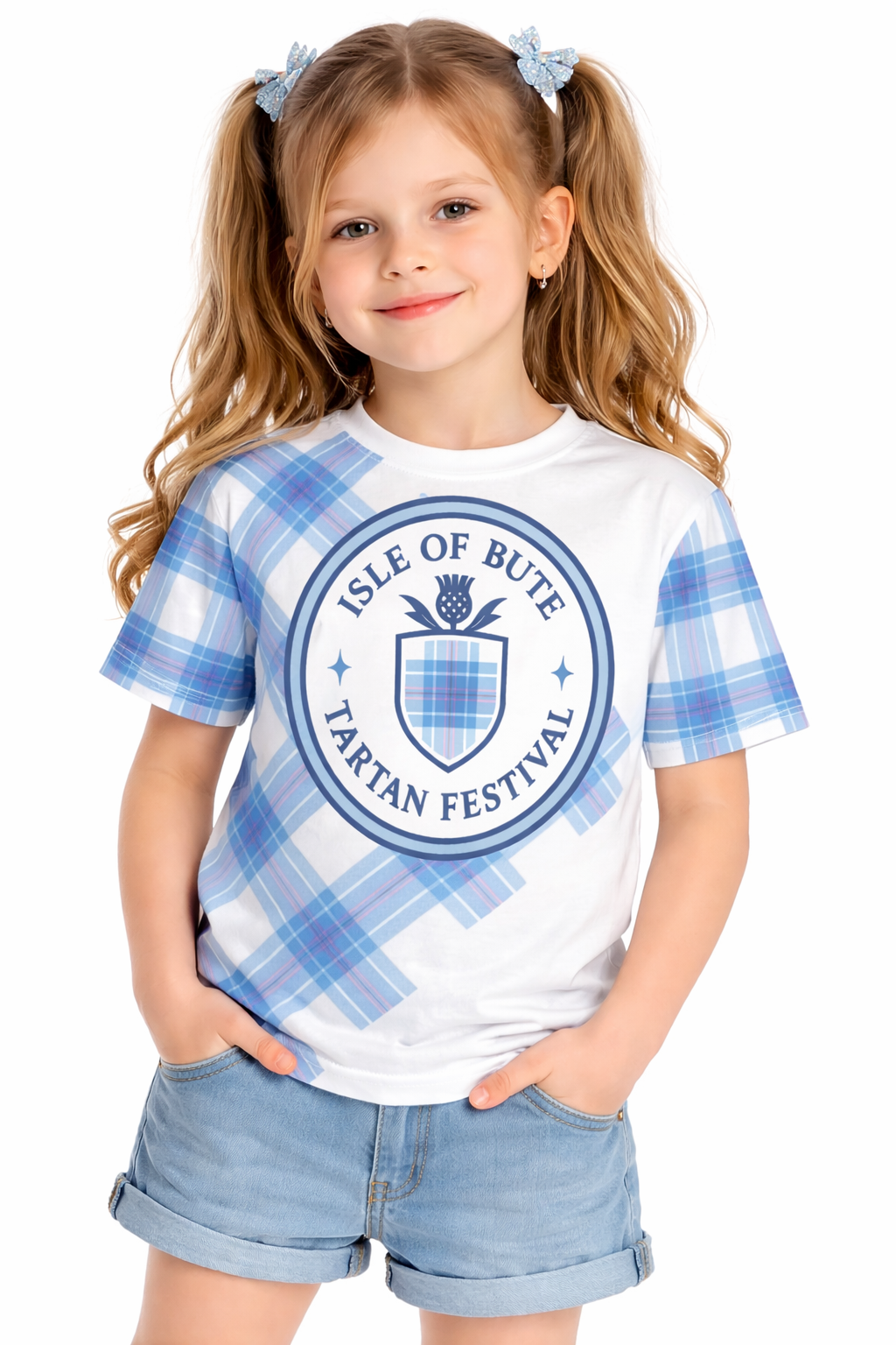 Isle of Bute Tartan Festival Blue Kids T - Free p&p