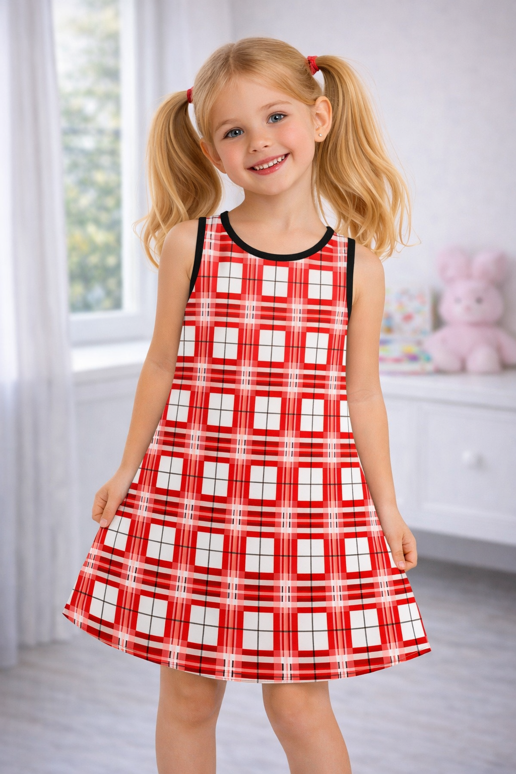 Girls' Sleeveless Dress – Mull Sky Tartan | Happy Tartan®