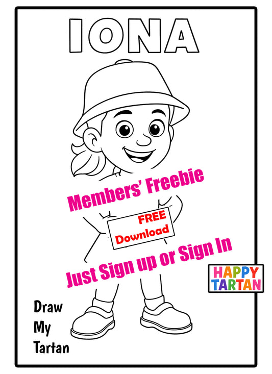 Iona - FREE COLOUR IN SHEET -  Colour in Sheet - FREE Download - Crew Club House Members only