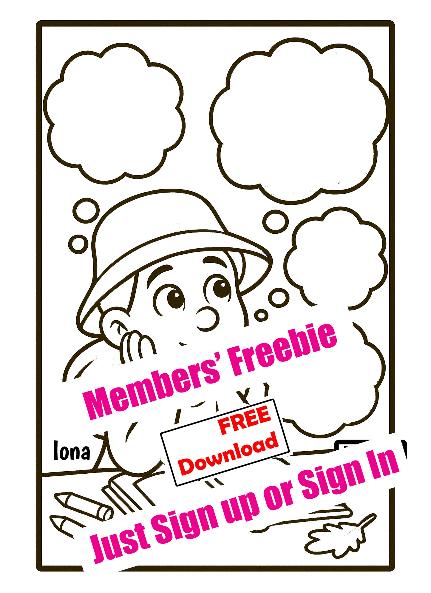 Iona - Dream Journal -  Colour in Sheet - FREE Download - Crew Club House Members only