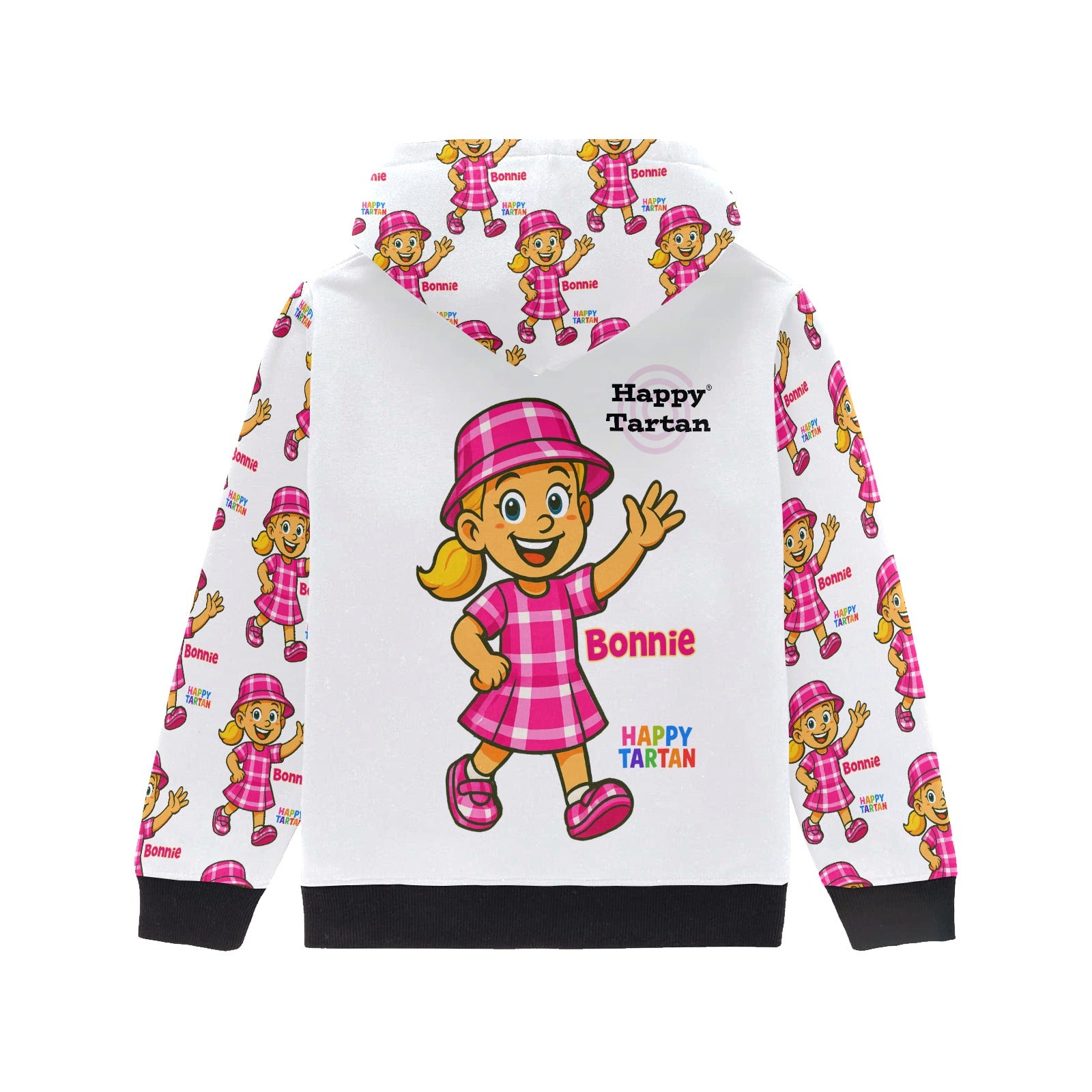 🎀 Bonnie's Little Girls' Long Sleeve Hoodie 🎀 Age 2 - 7 Years - Happy Tartan