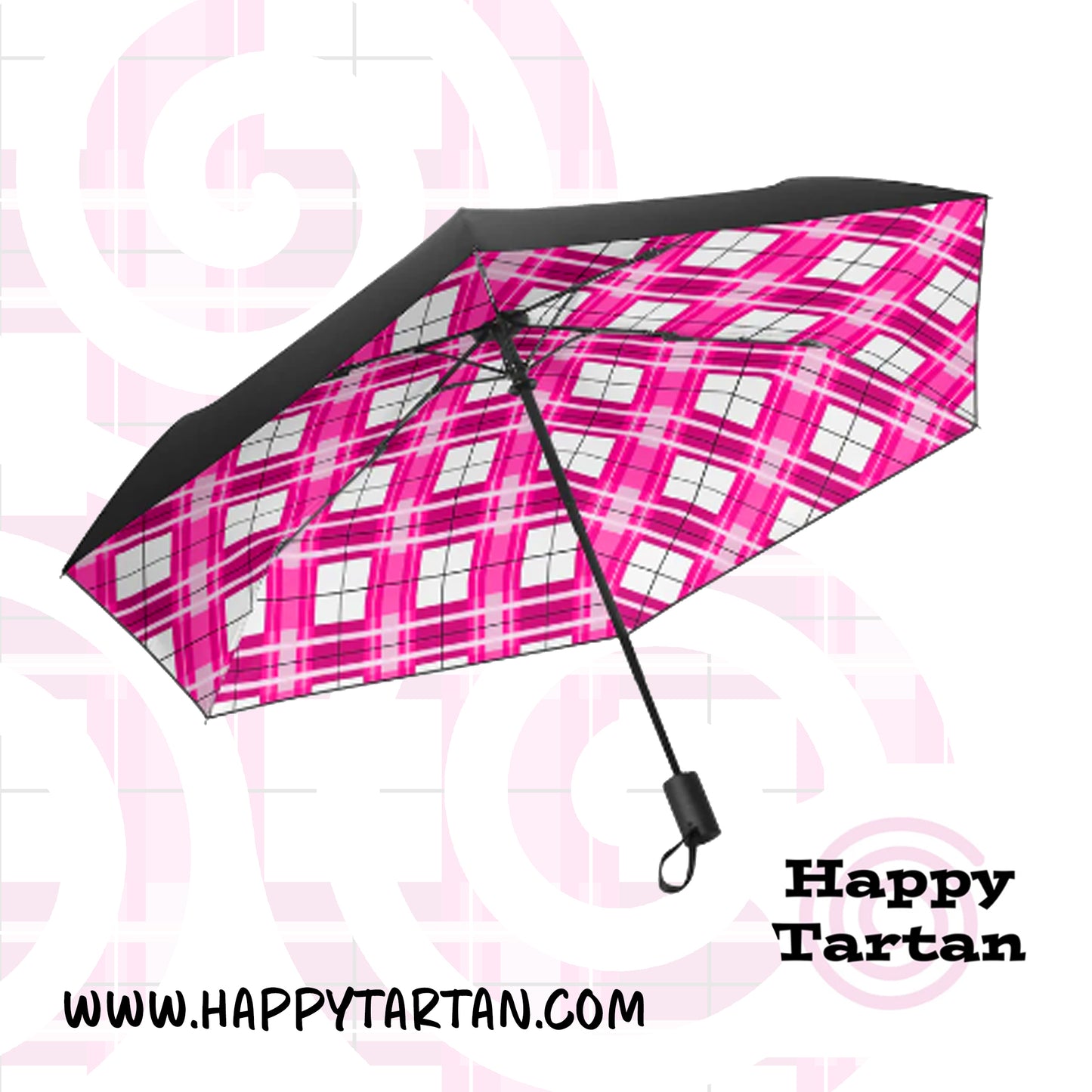 'Arran Sky' Happy Tartan Fully Auto Open & Close Umbrella Printing Inside - Free P&P Worldwide