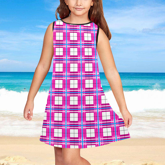 ✨'Islay Sky' Happy Tartan® Girls' Sleeveless Dress✨ - Happy Tartan