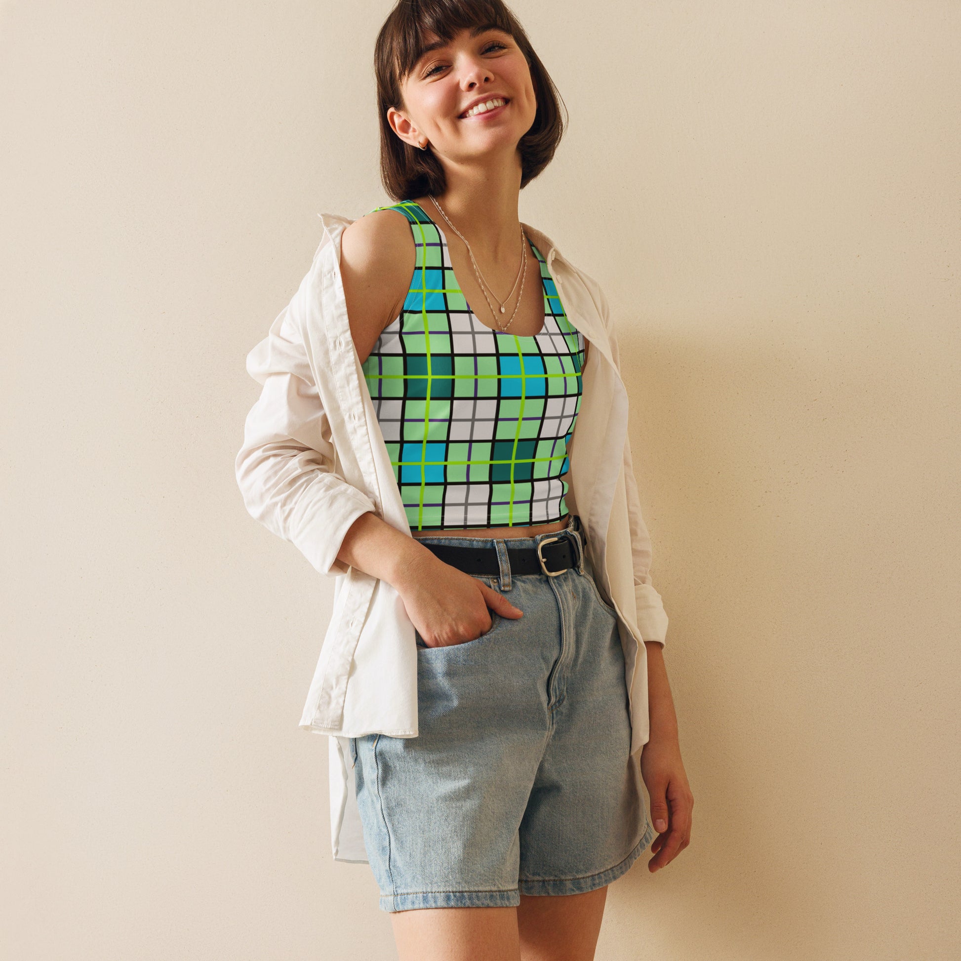 ✨Clyde Sky Green Happy Tartan® Crop Top✨ - Happy Tartan