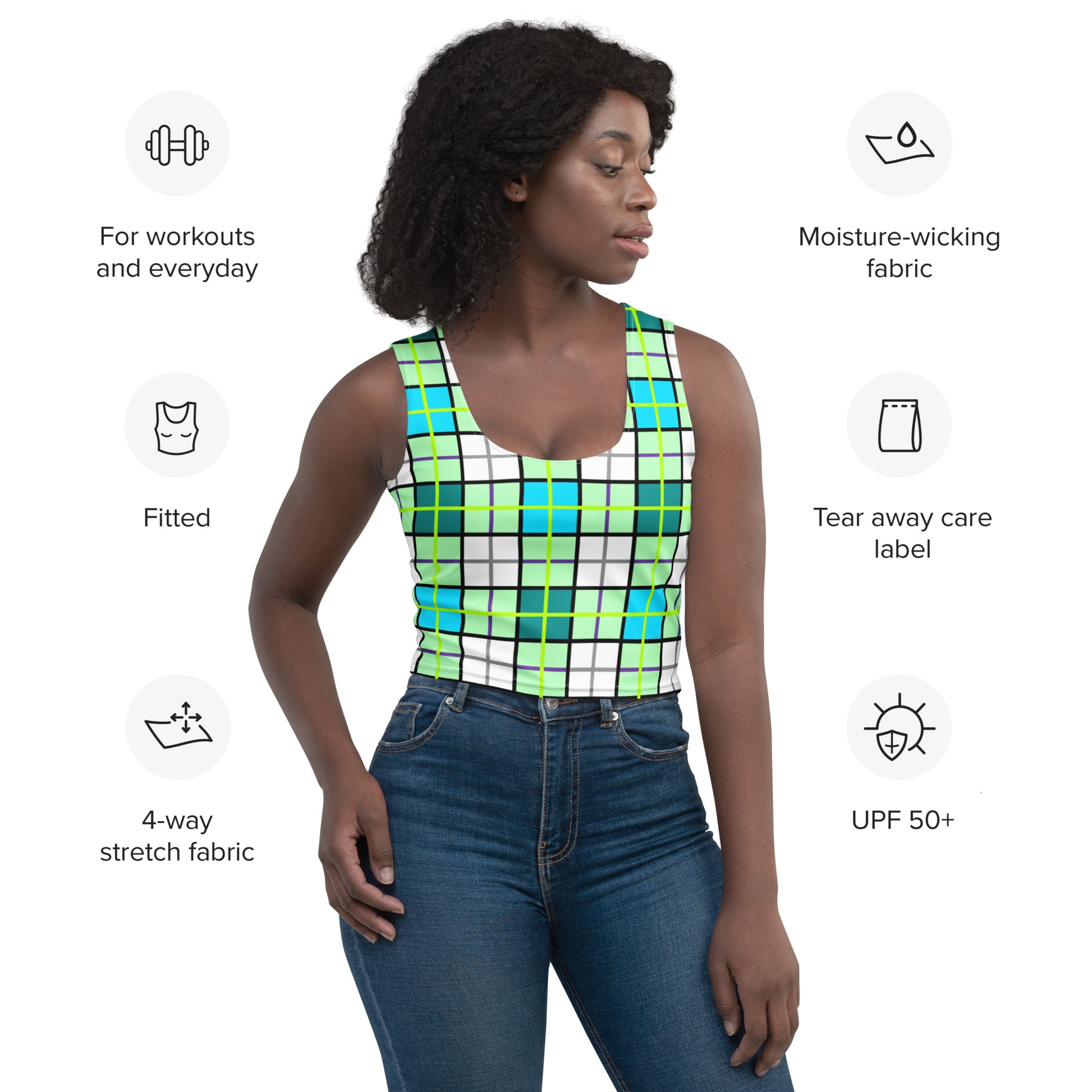 ✨Clyde Sky Green Happy Tartan® Crop Top✨ - Happy Tartan