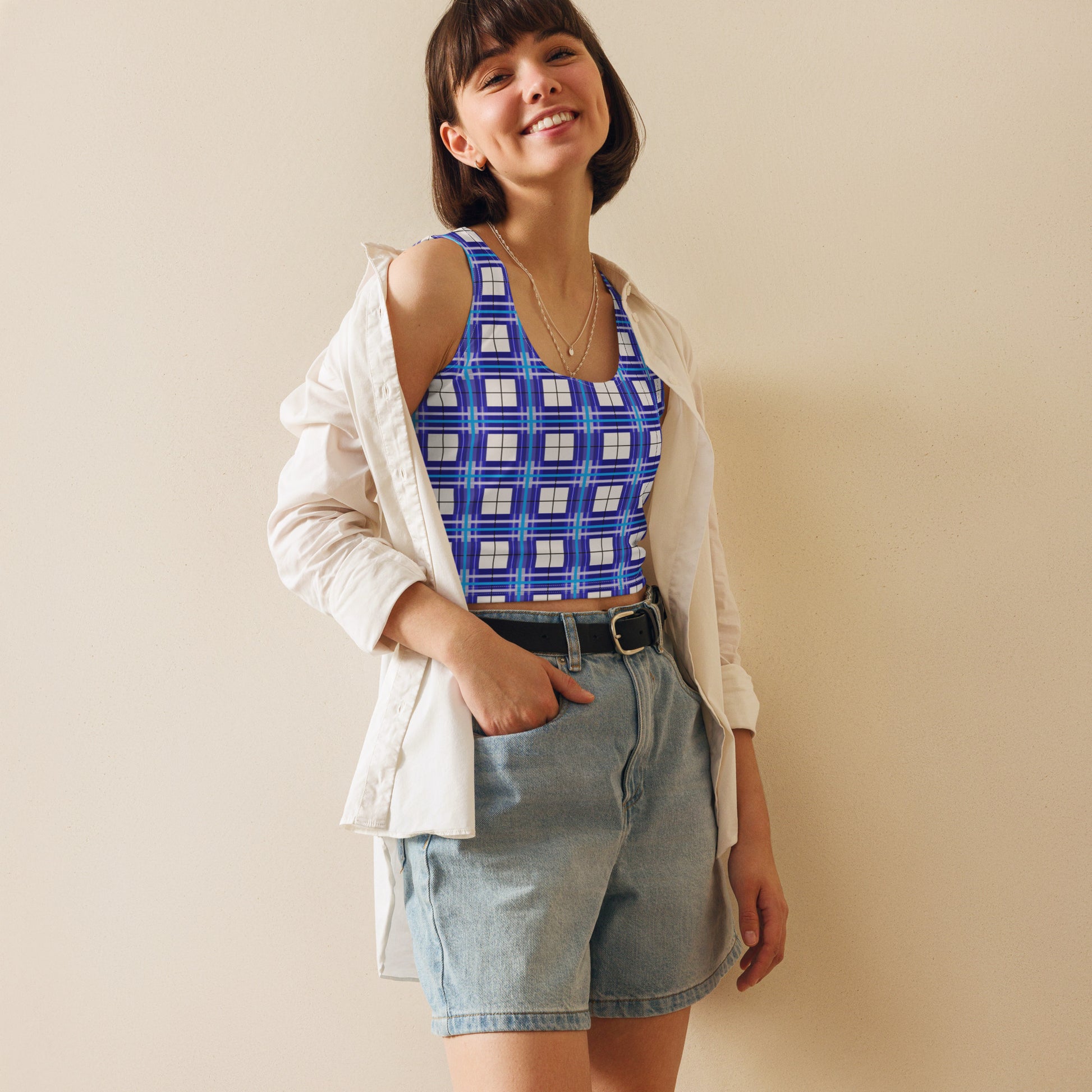 ✨'Cumbrae Sky' Happy Tartan® Crop Top ✨ - Happy Tartan