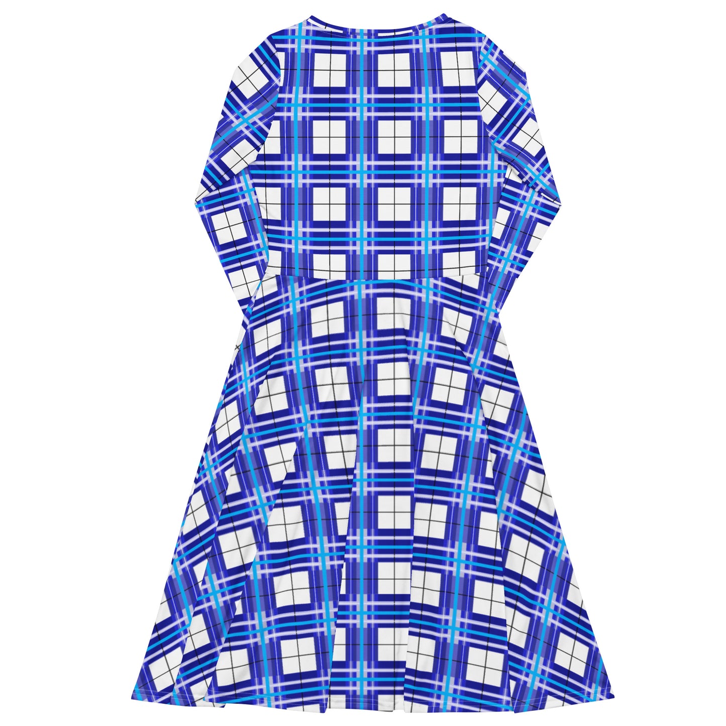 'Cumbrae Sky' Happy Tartan long sleeve midi dress - Free P&P Worldwide