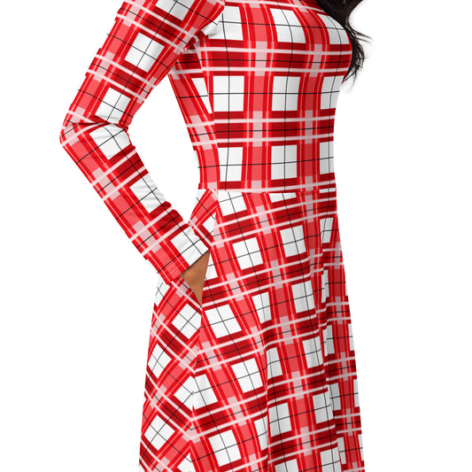 Women’s Long Sleeve Tartan Midi Dress – Mull Sky | Happy Tartan® - Happy Tartan