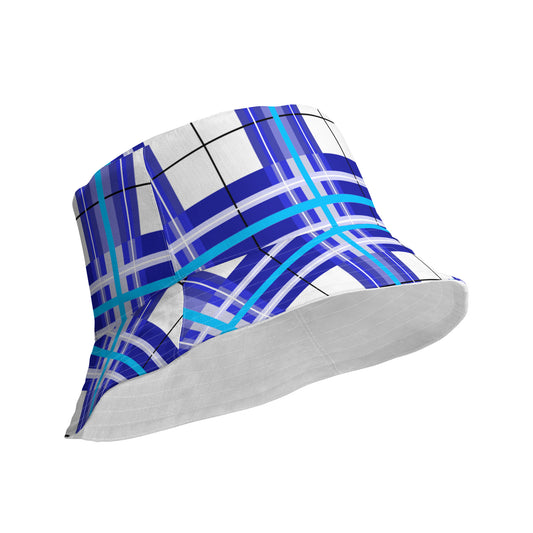 'Cumbrae Sky' Happy Tartan Reversible bucket hat - Free P&P Worldwide