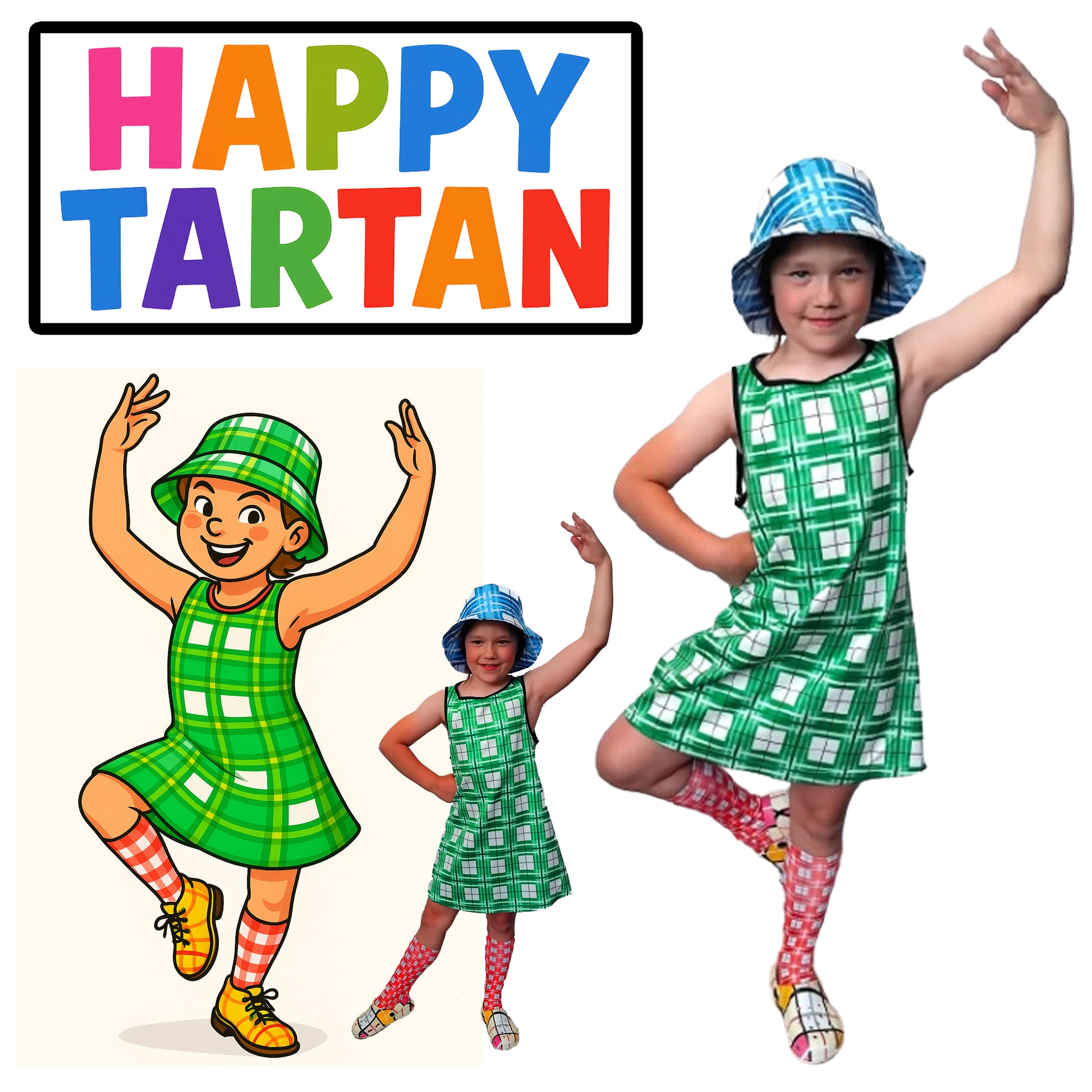 Girls' Sleeveless Dress – Colonsay Sky Tartan | Happy Tartan® - Happy Tartan