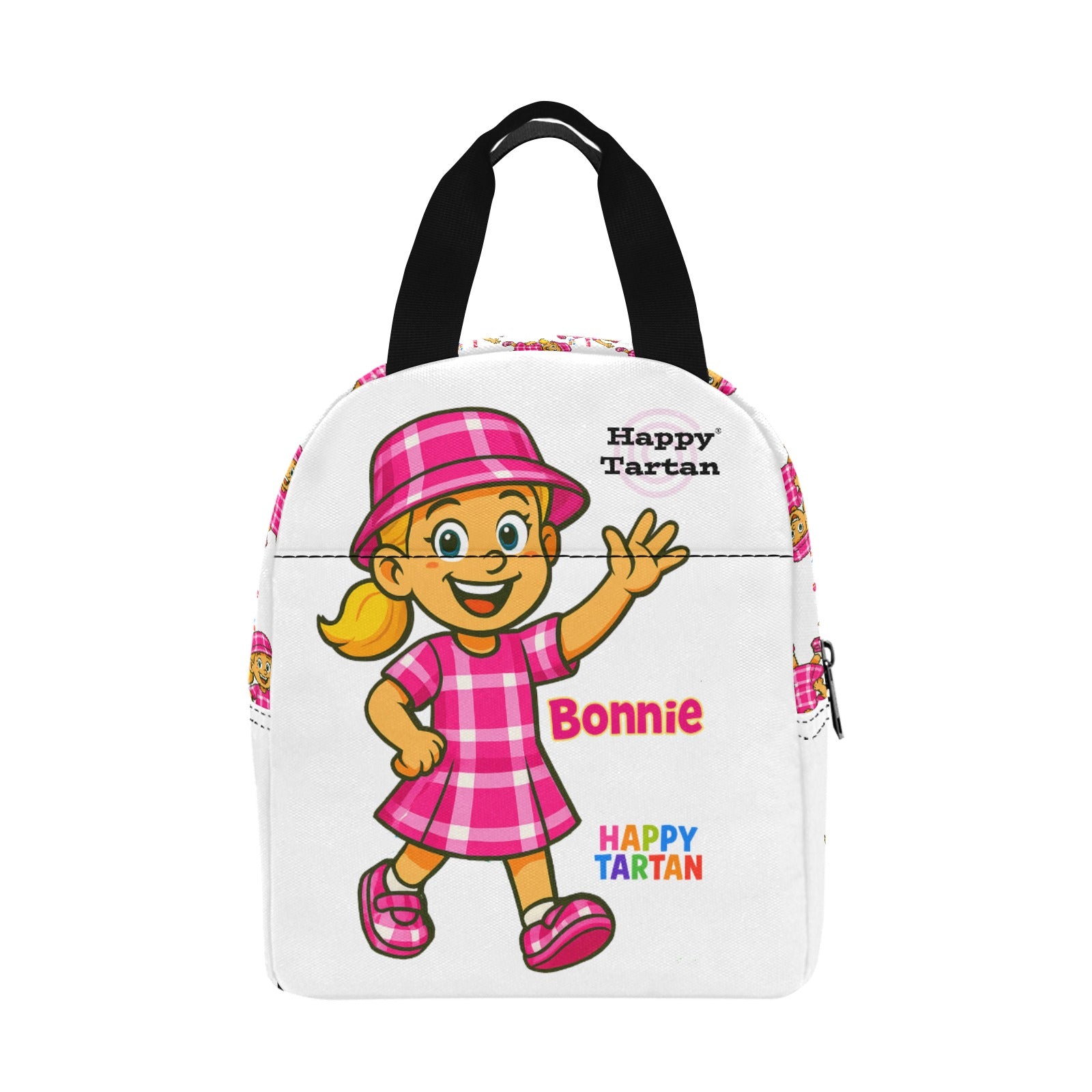 Insulated Zipper Lunch Bag - Happy Tartan