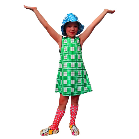 Girls' Sleeveless Dress – Colonsay Sky Tartan | Happy Tartan® - Happy Tartan