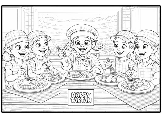 🌸 Alba Cooking  - FREE COLOUR IN SHEET - Eating together