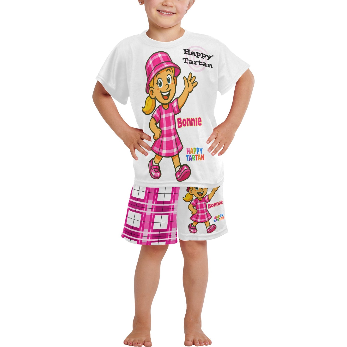 🌙 Bonnie's Little Girls’ Short Pyjama Set #2🌙 Age 2 - 7 Years - Happy Tartan