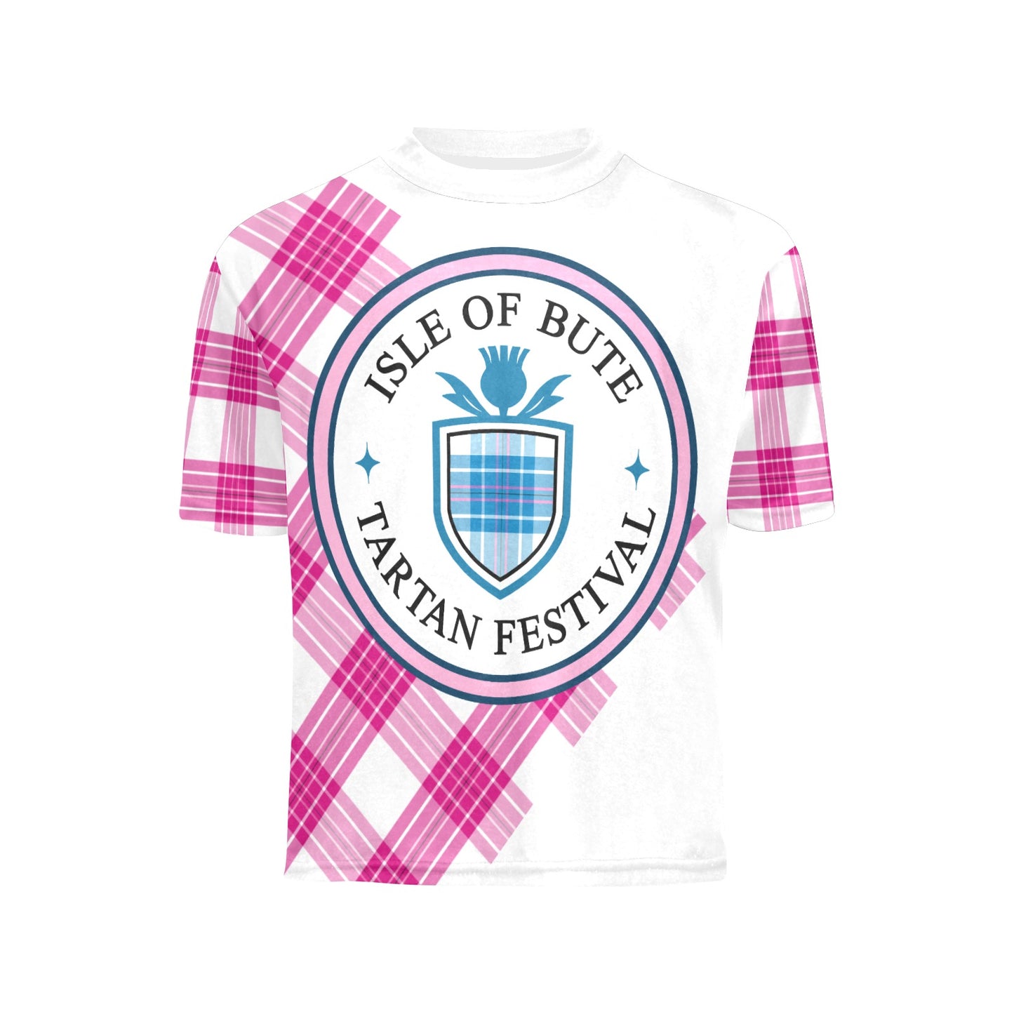 Isle of Bute Tartan Festival Pink Kids T - Free p&p