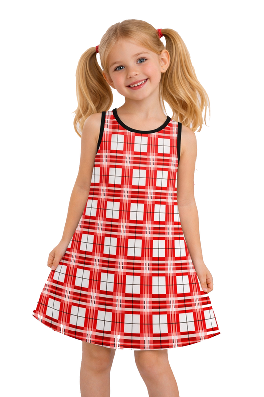 Girls' Sleeveless Dress – Mull Sky Tartan | Happy Tartan®