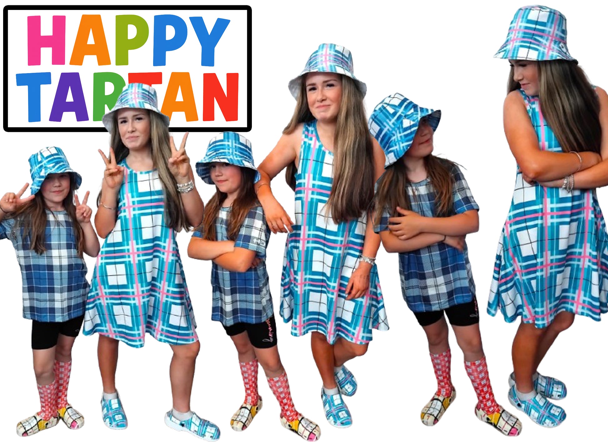 Women’s A-Frame Tartan Dress with Pockets – 'Bute Sky' | Happy Tartan® - Happy Tartan