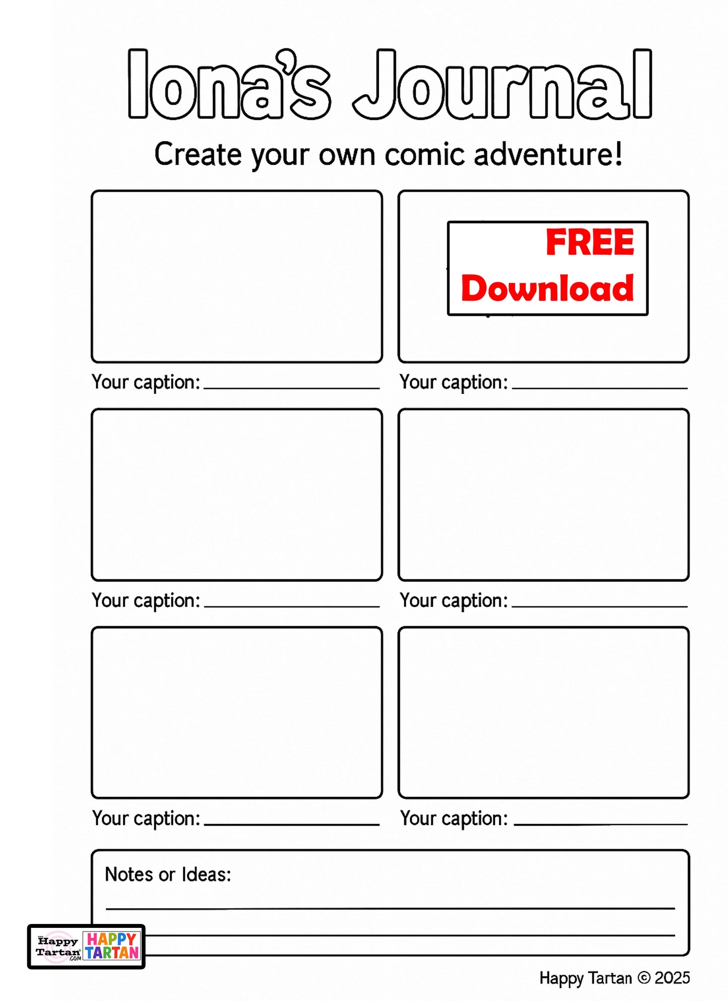 Iona - FREE Comic Strip  -  Colour in Sheet - FREE Download