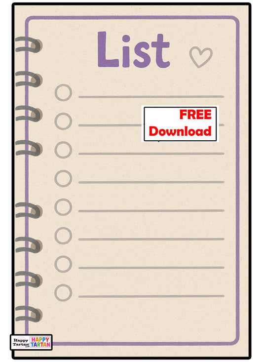 Iona - FREE List SHEET -  Colour in Sheet - FREE Download