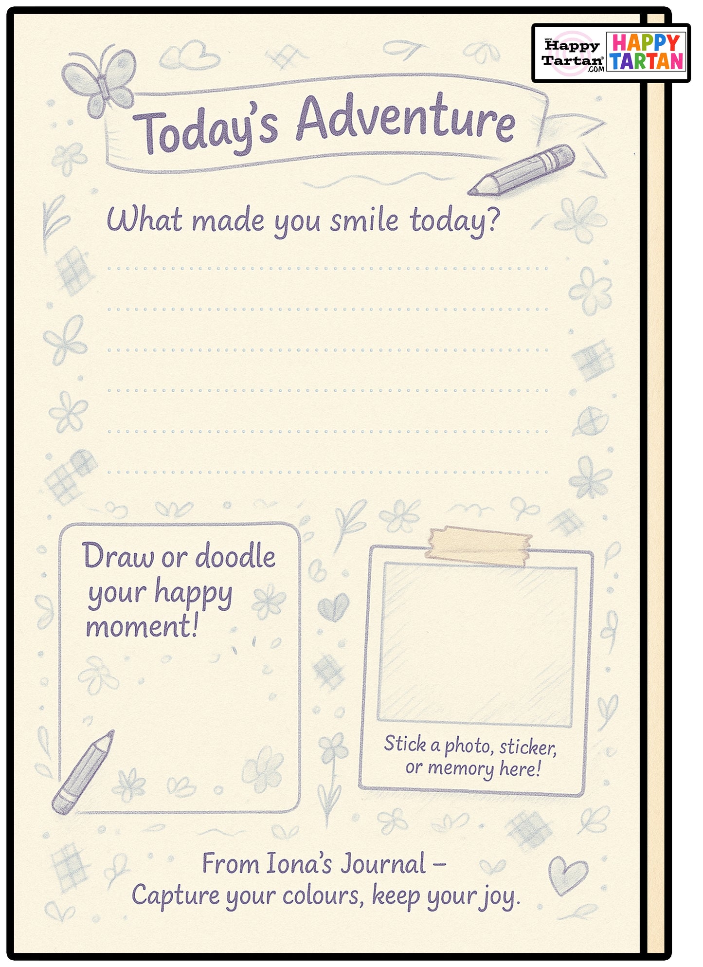 Iona - FREE Journal SHEET -  Colour in Sheet - FREE Download