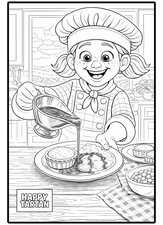 🌸 Alba Cooking  - FREE COLOUR IN SHEET - Pouring the Gravy