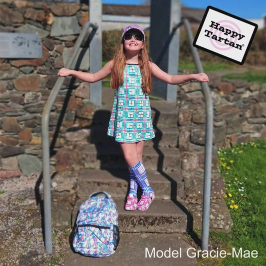✨'Iona Sky' Happy Tartan® Girls' Sleeveless Dress✨