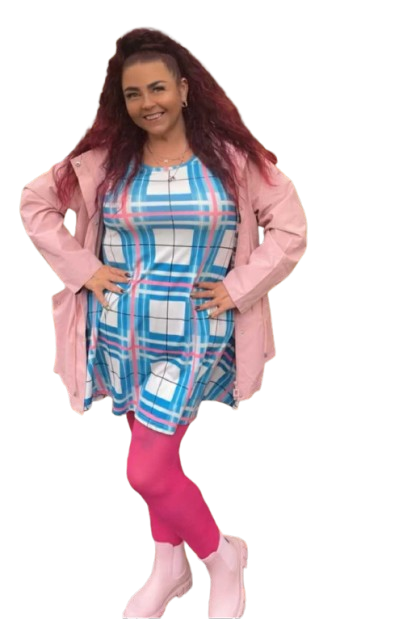 Women’s A-Frame Tartan Dress with Pockets – 'Bute Sky' | Happy Tartan®