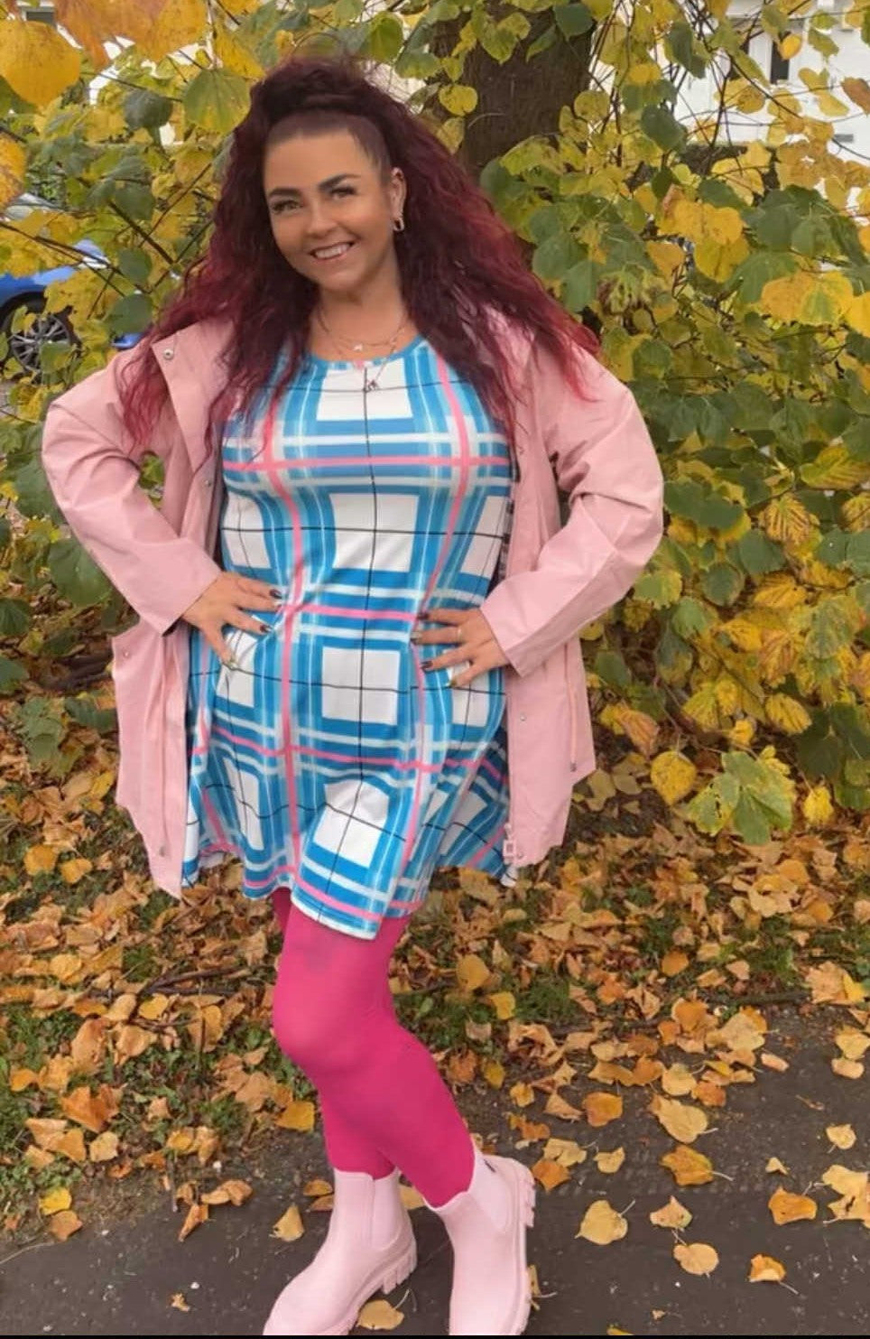 Women’s A-Frame Tartan Dress with Pockets – 'Bute Sky' | Happy Tartan®