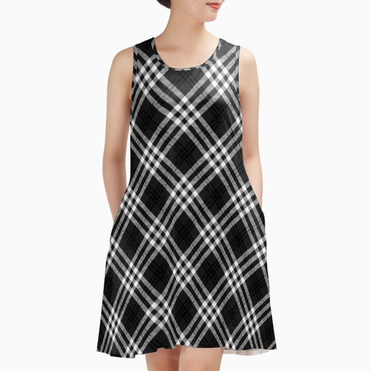 Women’s A-Frame 'Black' Tartan Dress with Pockets | Happy Tartan® - Happy Tartan