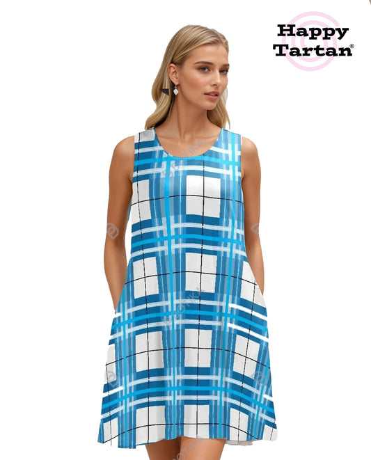 ✨ 'Jura Sky' Happy Tartan® A-Frame Dress (with Pockets!) ✨ - Happy Tartan