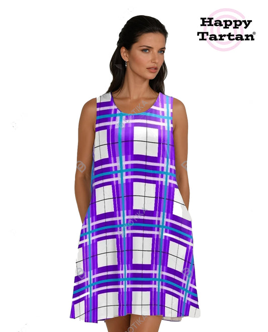 ✨ 'Gigha Sky' Happy Tartan® A-Frame Dress (with Pockets!) ✨ - Happy Tartan