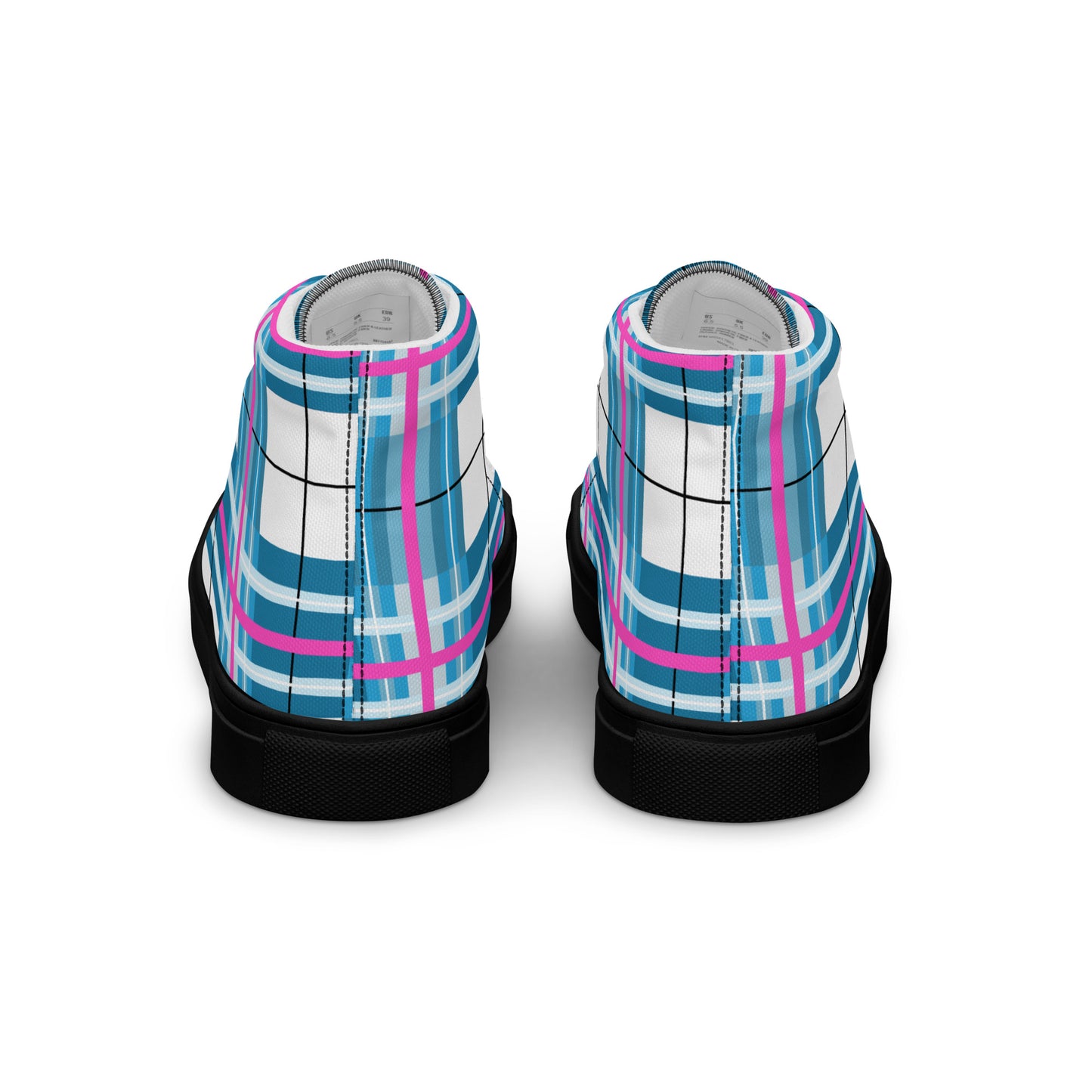 'Bute Sky' Happy Tartan Women’s high top canvas shoes - Free P&P Worldwide