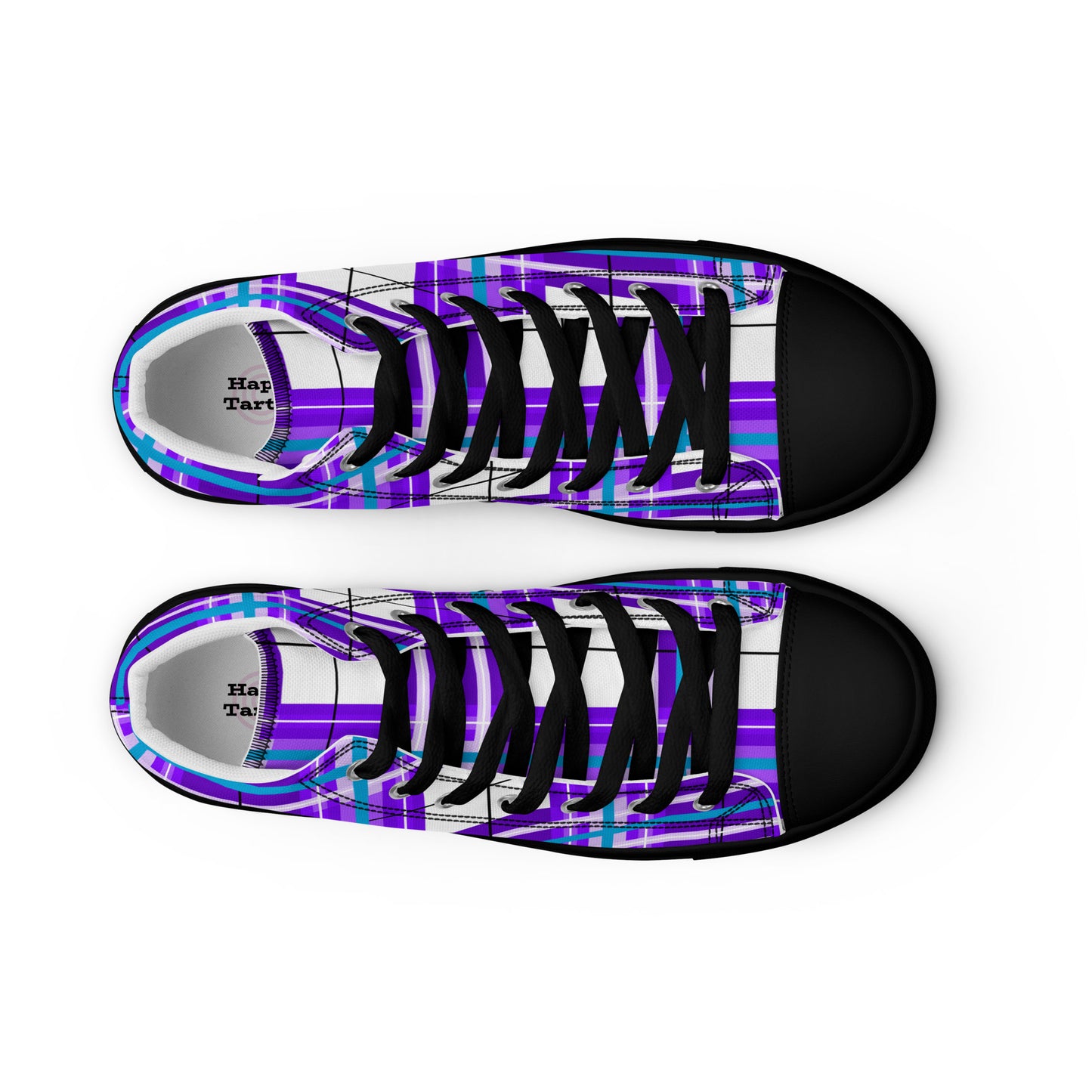 'Gigha Sky' Happy Tartan Women’s high top canvas shoes - Free P&P Worldwide