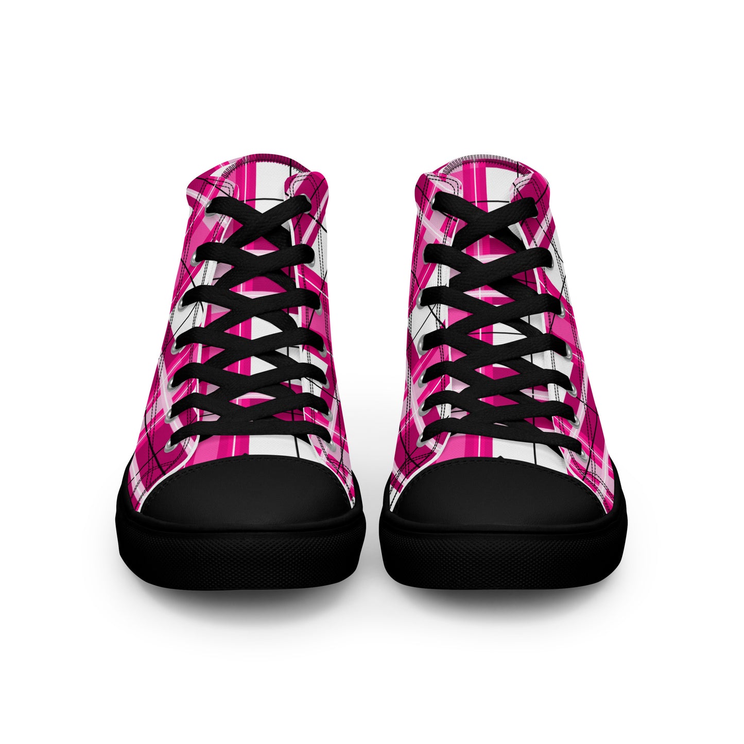 'Arran Sky' Happy Tartan Women’s high top canvas shoes - Free P&P Worldwide