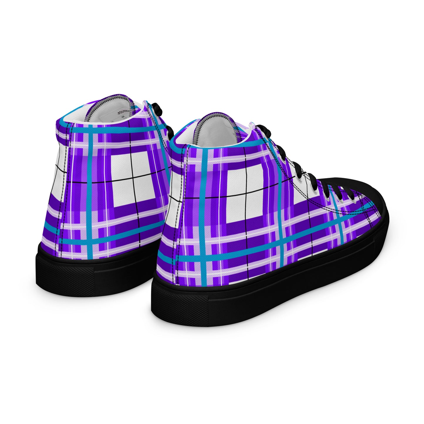 'Gigha Sky' Happy Tartan Women’s high top canvas shoes - Free P&P Worldwide