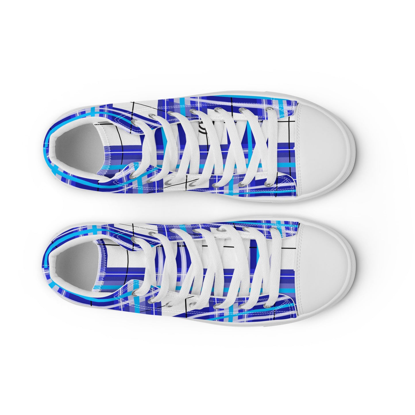 'Cumbrae Sky' Happy Tartan Women’s high top canvas shoes - Free P&P Worldwide