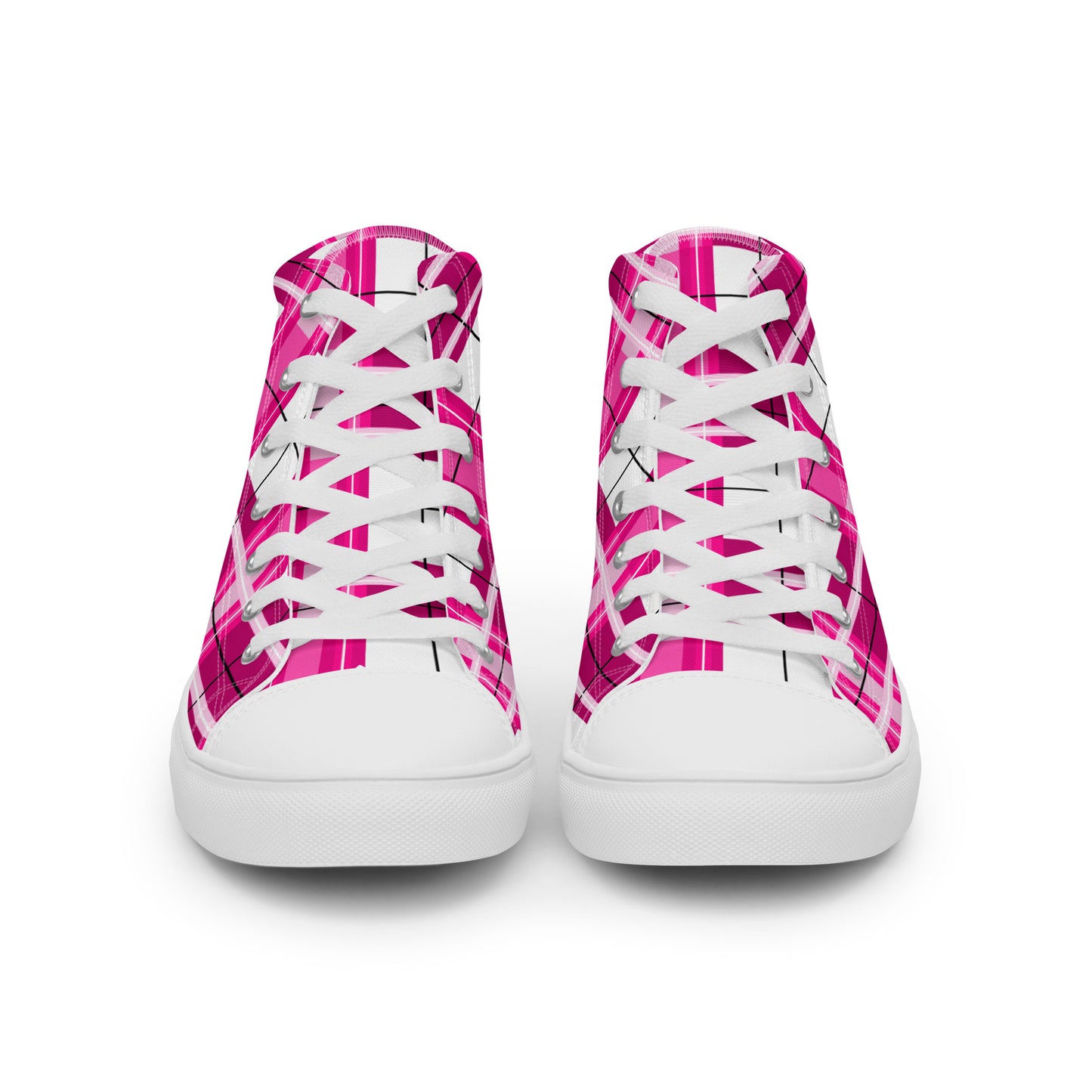 'Arran Sky' Happy Tartan Women’s high top canvas shoes - Free P&P Worldwide