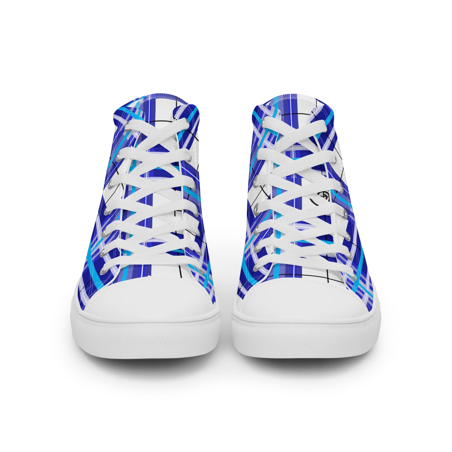 'Cumbrae Sky' Happy Tartan Women’s high top canvas shoes - Free P&P Worldwide