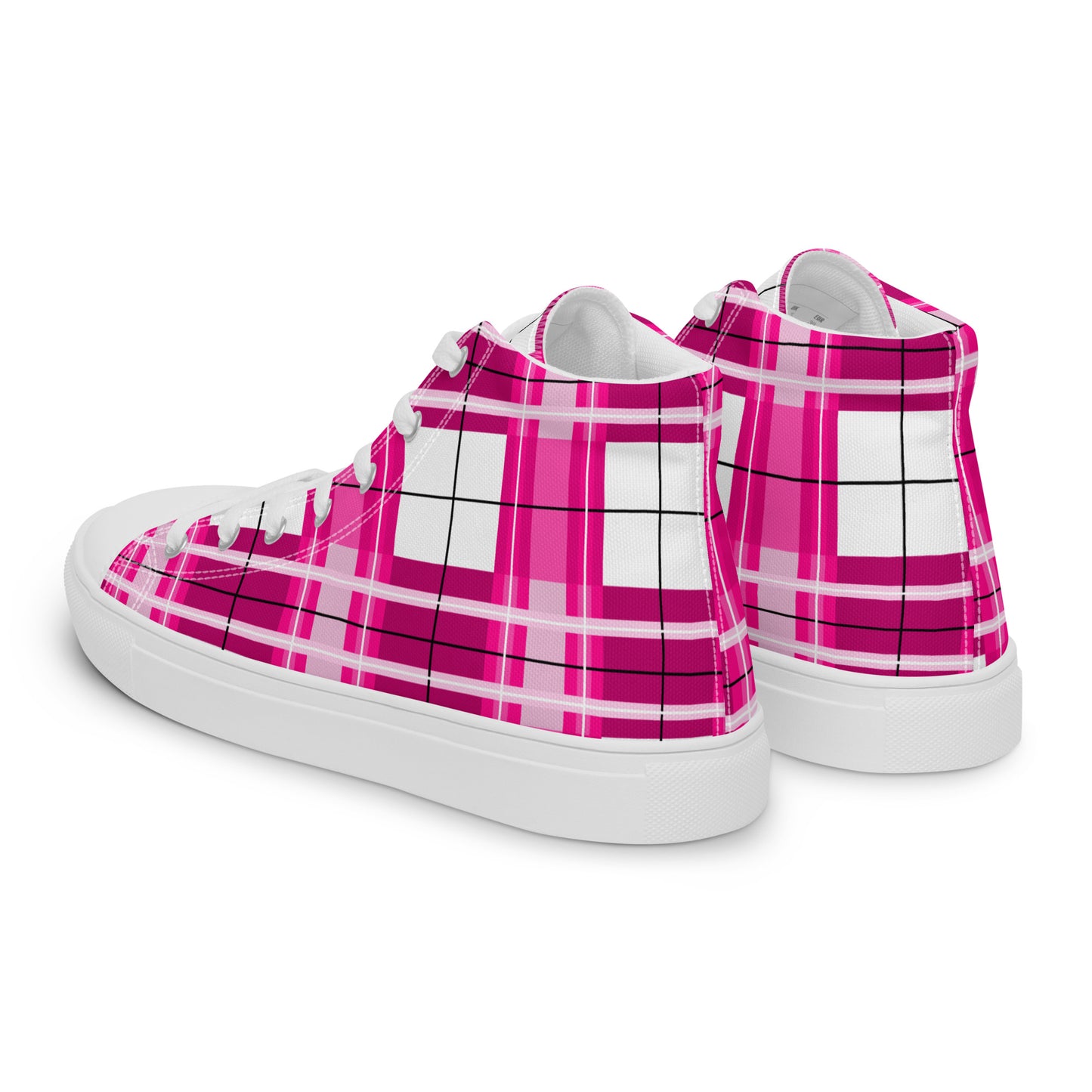 'Arran Sky' Happy Tartan Women’s high top canvas shoes - Free P&P Worldwide