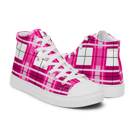 'Arran Sky' Happy Tartan Women’s high top canvas shoes - Free P&P Worldwide